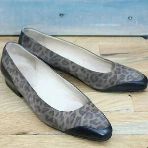 Vintage Rene Mancini Cheetah Leather Animal Print Flats 80s 90s Size 36.5 US 6.5